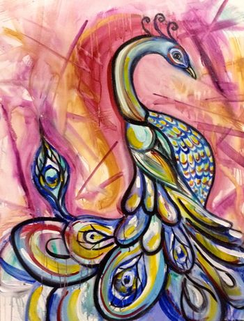 "Peacock" 36" x 48" Acrylic on canvas Sold
