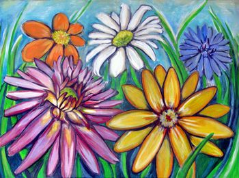 "Flowers for Pixie" 36'' x 48'' Acrylic on hardboard Sold

