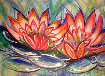 "Water Lilies" 36" x 48" Acrylic on canvas Sold
