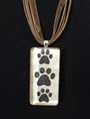 Glass Tile Three Paw Print Necklace