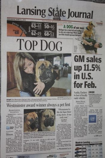 Wednesday, March 3, 2010 front page of the Lansing State Journal in Lansing, Michigan
