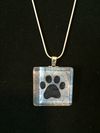 Glass Tile One Paw Print Necklace