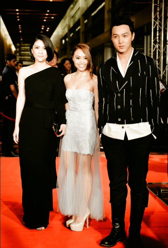 Serene Koong, with MediaCorp artists Sora Ma, Jeffrey Xu at Asian Television Awards 2014.