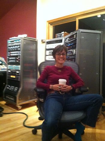 At "My Dead Aunt Thelma's" recording studio
