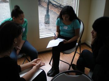 Cast member Flor works with a group of Middle School Students during a Half-Day RYB Workshop. February 16, 2013; NYC.
