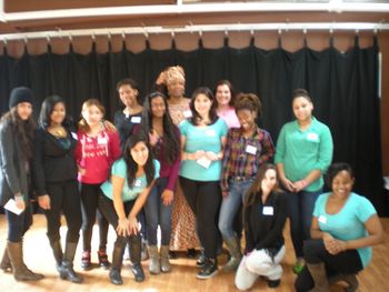 Group photo from the Realize Your Beauty Performance and Half-Day Workshop, with the inspiring students of Mt. Vernon. February 16, 2013; NYC.
