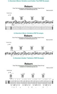 ALDO Relaxing Guitar 'Reborn' Three Version Guitar Music Notation and Tablature PDF Zip File Download