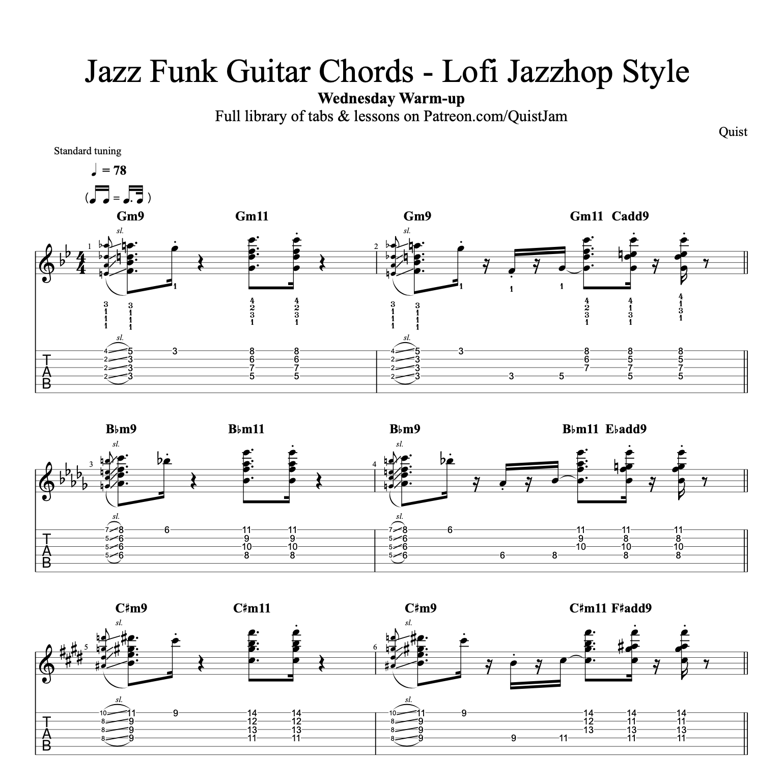 Jazz Funk Guitar Chords Lofi Jazzhop Style // Wednesday Warmup 🔥