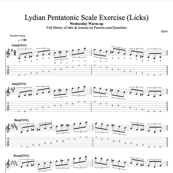 Lydian Pentatonic Scale Exercise (Licks) // Wednesday Warmup 🔥