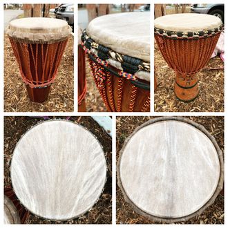 Two previous repairs (djembe and ashiko) for Victor Wooten's Center for Music and Nature.