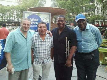 Great Concert in New York. in the photo starting from left Peppe Merolla - Alex Acuna - Freddie Hendrix - and legendary pianist Harold Mabern
