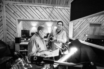 A light hearted moment with Lieb.  Recording at Bunker Studio on May 19, 2014.  Photo by Luis Ruiz, Larufoto.
