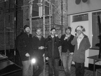 Inside cover of Chase You, the night we finished tracking Chase You. Left to right - Mike, Anders Mouridsen, Alfred Andersson, Andreas Ejnarsson, Mickael Walghren.
