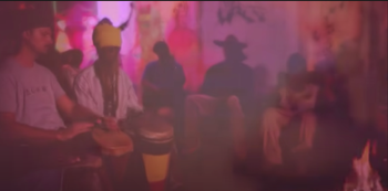 playing Binghi drums on set of Midnite "Credited" video shoot / St. Croix USVI
