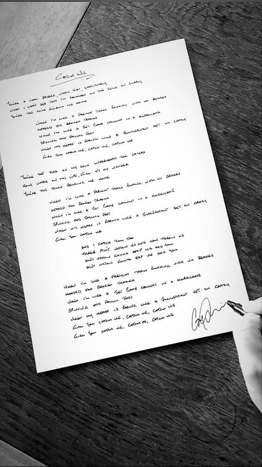 Handwritten Lyric Sheet