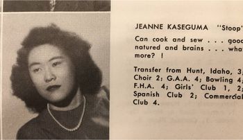 Jeanne Kaseguma: High School Year Book Entry and Picture

