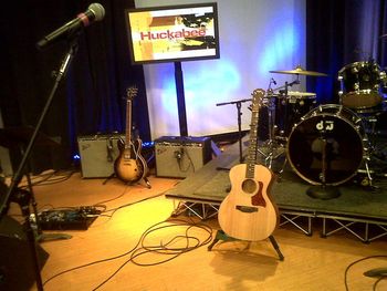 Helene's guitar on the set. Waiting to tape the show.
