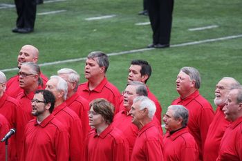 The chorus sings the National Anthem for the 2012 Western Kentucky University football homecoming.
