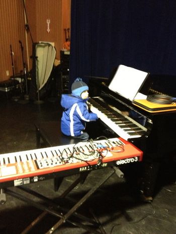Finn jamming on the keys after a John Funkhouser Quartet show!
